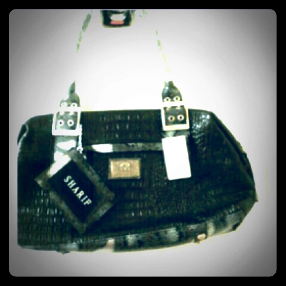 Original By Sharif Snakeskin Black/Silver Purse